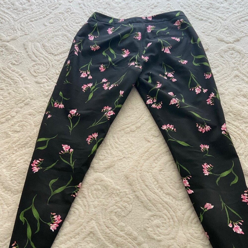 H&M Black Flower Lightly Cropped Trousers